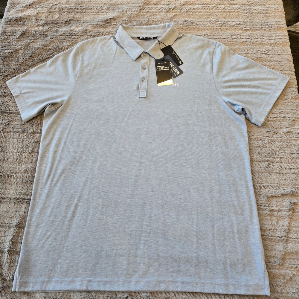 Travis Mathew Prestige Lifestyle Performance Polo Shirt Blue Mens XXL 1MT441 NWT - Picture 3 of 6